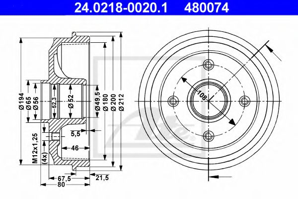 Imagine Tambur frana ATE 24.0218-0020.1