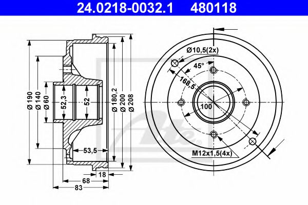 Imagine Tambur frana ATE 24.0218-0032.1