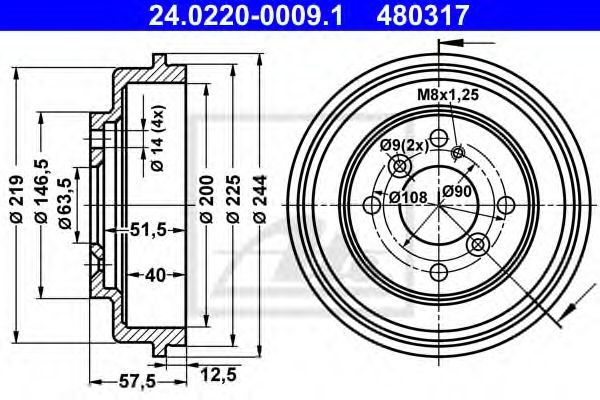 Imagine Tambur frana ATE 24.0220-0009.1