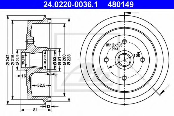 Imagine Tambur frana ATE 24.0220-0036.1