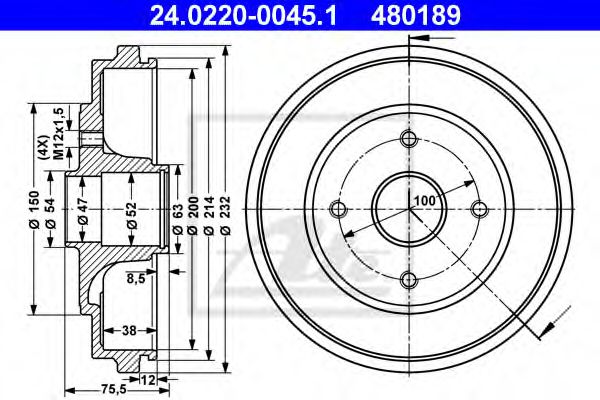 Imagine Tambur frana ATE 24.0220-0045.1