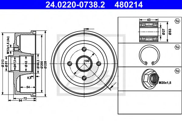 Imagine Tambur frana ATE 24.0220-0738.2