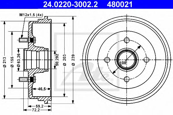 Imagine Tambur frana ATE 24.0220-3002.2