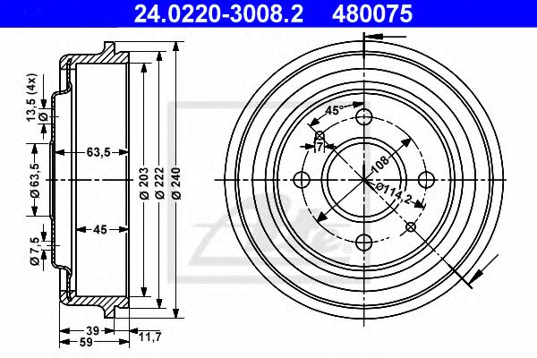 Imagine Tambur frana ATE 24.0220-3008.2