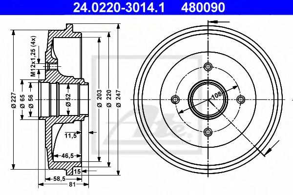 Imagine Tambur frana ATE 24.0220-3014.1