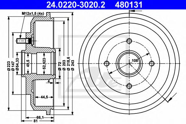 Imagine Tambur frana ATE 24.0220-3020.2