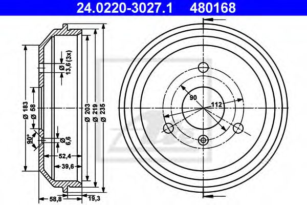 Imagine Tambur frana ATE 24.0220-3027.1