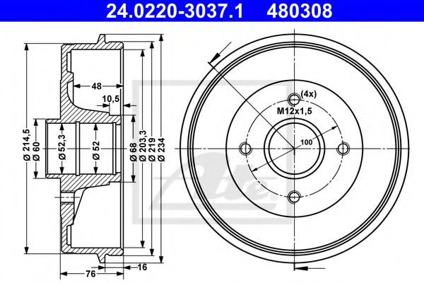 Imagine Tambur frana ATE 24.0220-3037.1