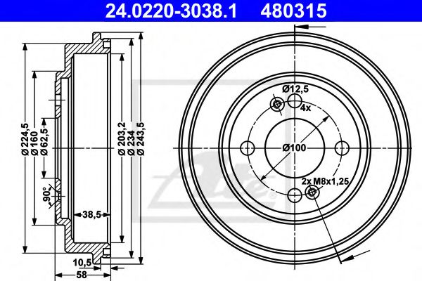 Imagine Tambur frana ATE 24.0220-3038.1