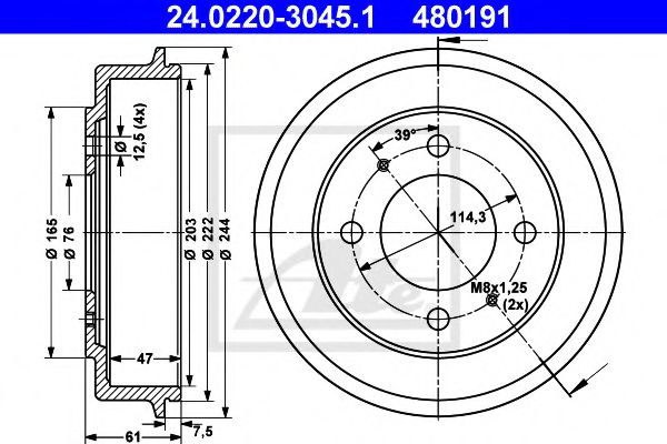 Imagine Tambur frana ATE 24.0220-3045.1