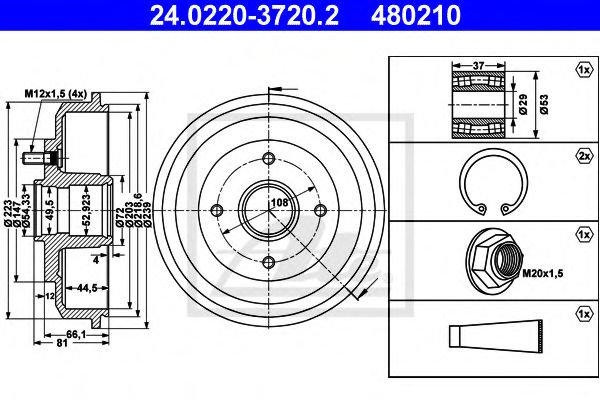 Imagine Tambur frana ATE 24.0220-3720.2