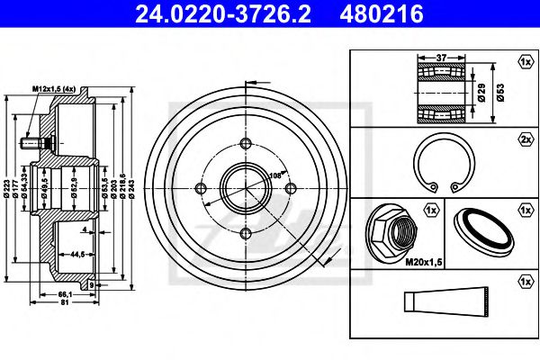 Imagine Tambur frana ATE 24.0220-3726.2