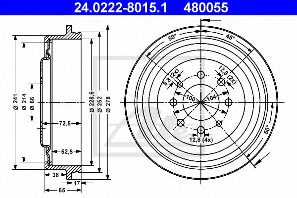 Imagine Tambur frana ATE 24.0222-8015.1