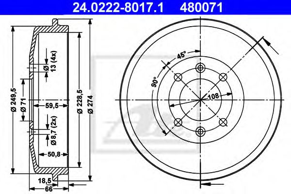 Imagine Tambur frana ATE 24.0222-8017.1