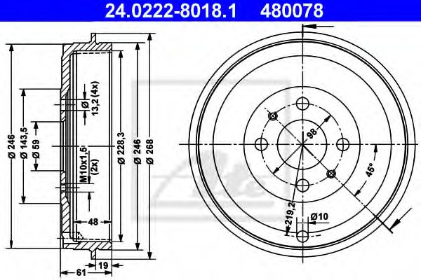 Imagine Tambur frana ATE 24.0222-8018.1