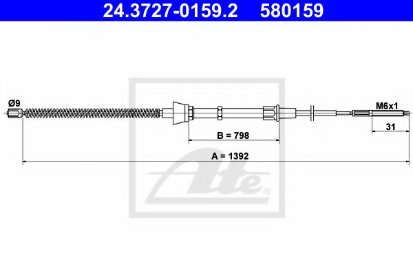 Imagine Cablu, frana de parcare ATE 24.3727-0159.2