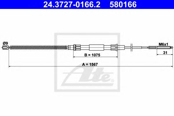 Imagine Cablu, frana de parcare ATE 24.3727-0166.2