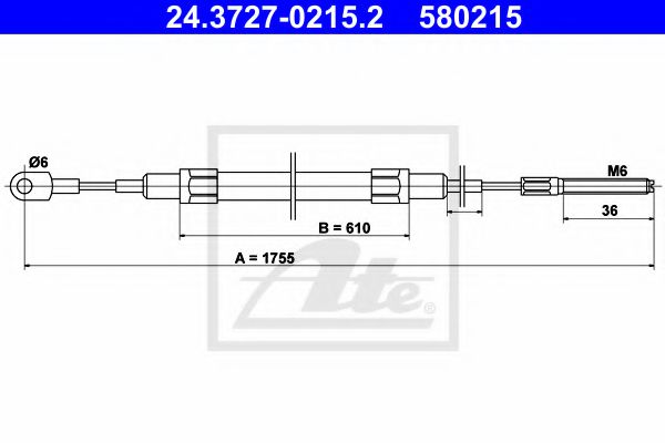Imagine Cablu, frana de parcare ATE 24.3727-0215.2