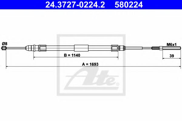 Imagine Cablu, frana de parcare ATE 24.3727-0224.2