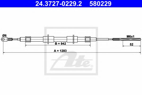 Imagine Cablu, frana de parcare ATE 24.3727-0229.2