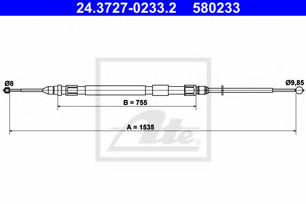 Imagine Cablu, frana de parcare ATE 24.3727-0233.2