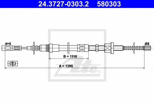 Imagine Cablu, frana de parcare ATE 24.3727-0303.2