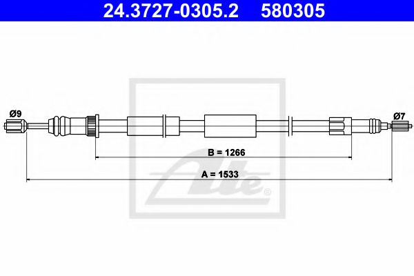 Imagine Cablu, frana de parcare ATE 24.3727-0305.2