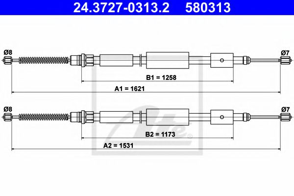 Imagine Cablu, frana de parcare ATE 24.3727-0313.2