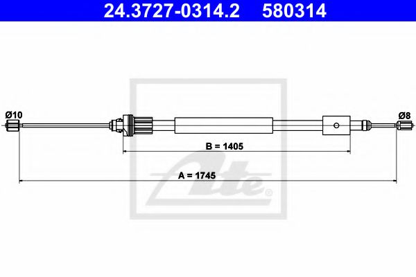 Imagine Cablu, frana de parcare ATE 24.3727-0314.2