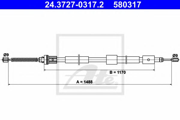 Imagine Cablu, frana de parcare ATE 24.3727-0317.2