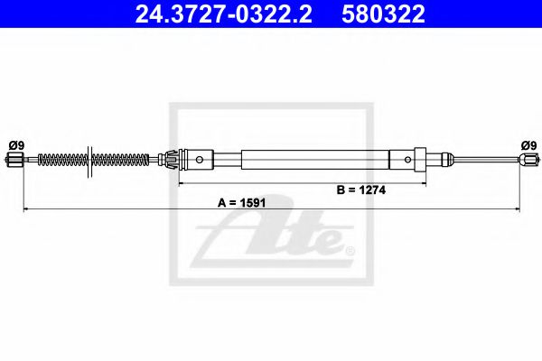 Imagine Cablu, frana de parcare ATE 24.3727-0322.2