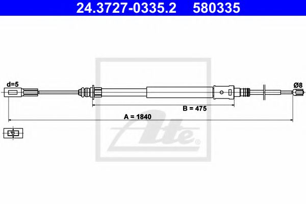 Imagine Cablu, frana de parcare ATE 24.3727-0335.2