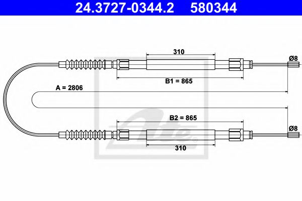 Imagine Cablu, frana de parcare ATE 24.3727-0344.2