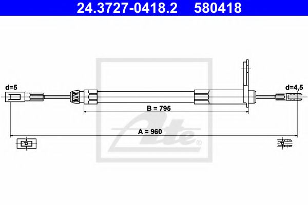 Imagine Cablu, frana de parcare ATE 24.3727-0418.2