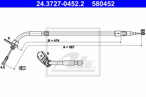 Imagine Cablu, frana de parcare ATE 24.3727-0452.2