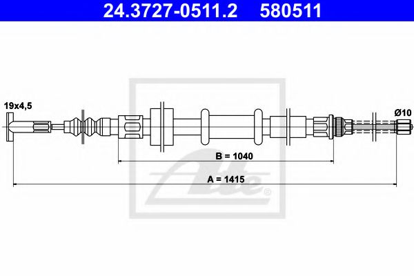 Imagine Cablu, frana de parcare ATE 24.3727-0511.2