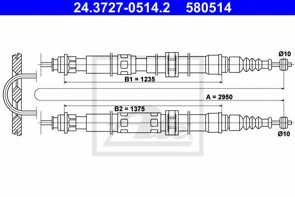 Imagine Cablu, frana de parcare ATE 24.3727-0514.2