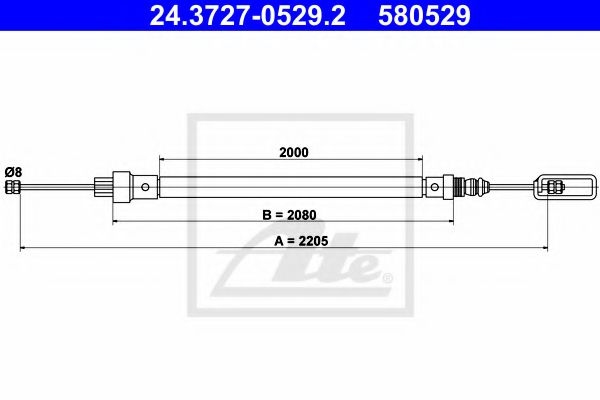 Imagine Cablu, frana de parcare ATE 24.3727-0529.2