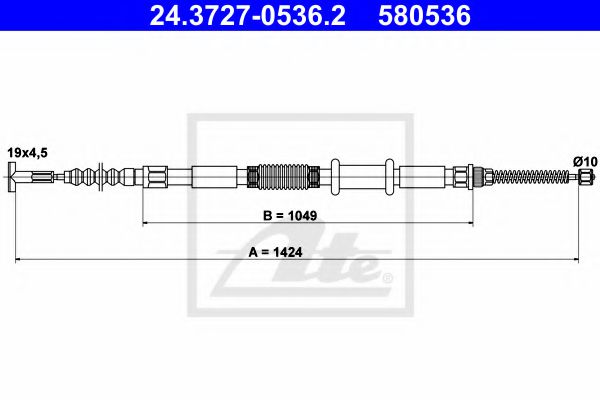 Imagine Cablu, frana de parcare ATE 24.3727-0536.2