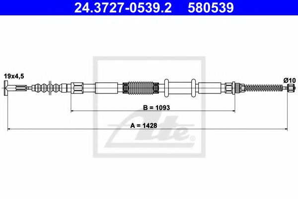 Imagine Cablu, frana de parcare ATE 24.3727-0539.2