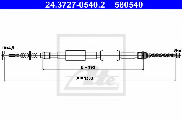 Imagine Cablu, frana de parcare ATE 24.3727-0540.2