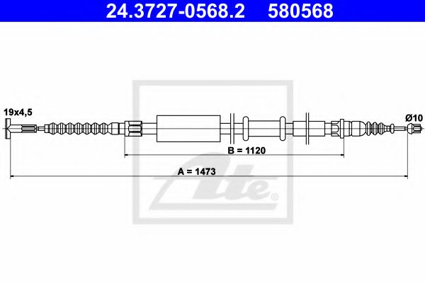 Imagine Cablu, frana de parcare ATE 24.3727-0568.2