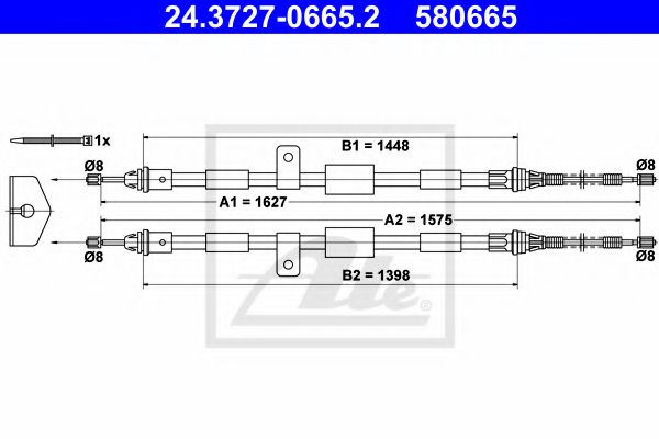 Cablu, frana de parcare ATE 24.3727-0665.2