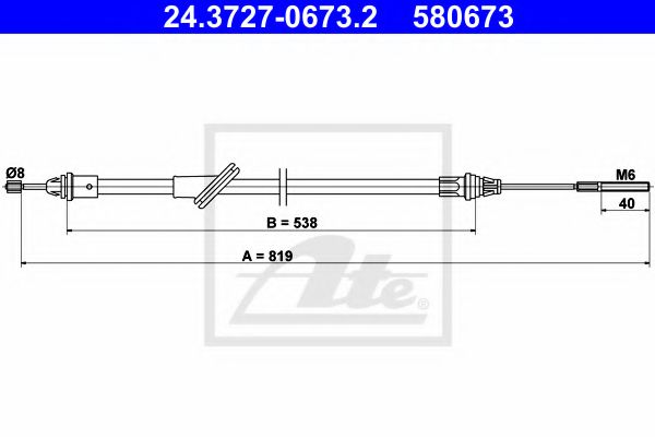 Cablu, frana de parcare ATE 24.3727-0673.2