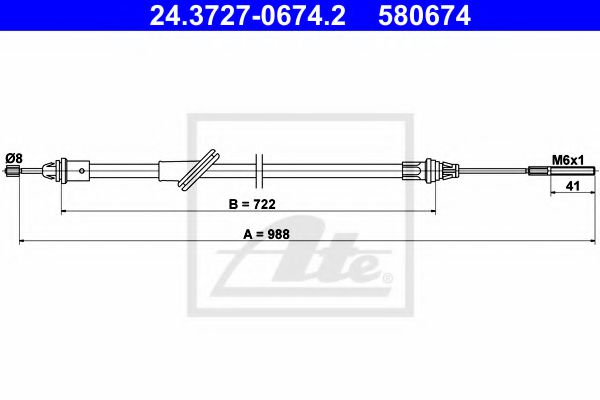 Cablu, frana de parcare ATE 24.3727-0674.2