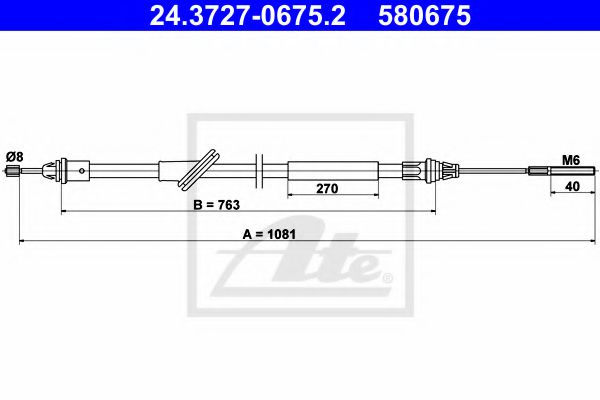 Cablu, frana de parcare ATE 24.3727-0675.2