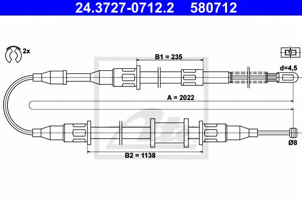 Imagine Cablu, frana de parcare ATE 24.3727-0712.2