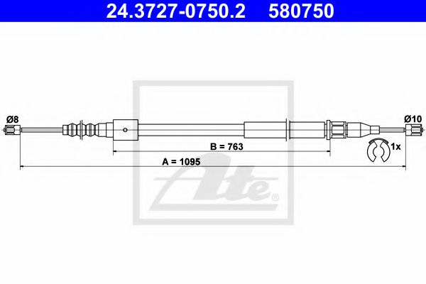 Imagine Cablu, frana de parcare ATE 24.3727-0750.2