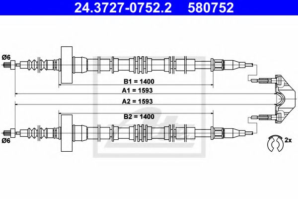 Imagine Cablu, frana de parcare ATE 24.3727-0752.2