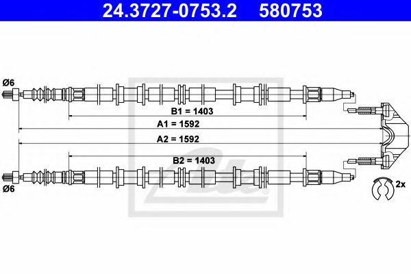 Imagine Cablu, frana de parcare ATE 24.3727-0753.2